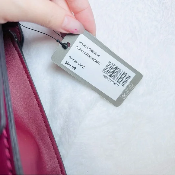 GUESS womens Evie Medium Shoulder Bag Purse Cranberry - Picture 3 of 14